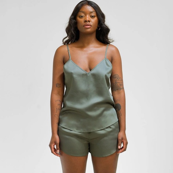 Ettitude Sateen PJ Shorties in Moss XL - Picture 3 of 9